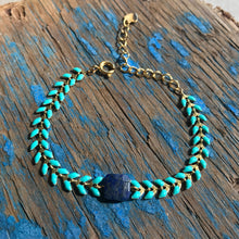 Charger l'image dans la galerie, Bracelet chaîne épi turquoise & lapis lazuli