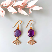 Charger l'image dans la galerie, Boucles d'oreilles plaquées or & améthyste