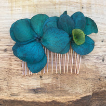 Charger l'image dans la galerie, Peigne hortensia bleu & scabiosa jaune