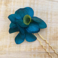 Charger l'image dans la galerie, Épingle à cheveux hortensia bleu & scabiosa jaune