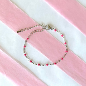 Bracelet gouttes roses et acier