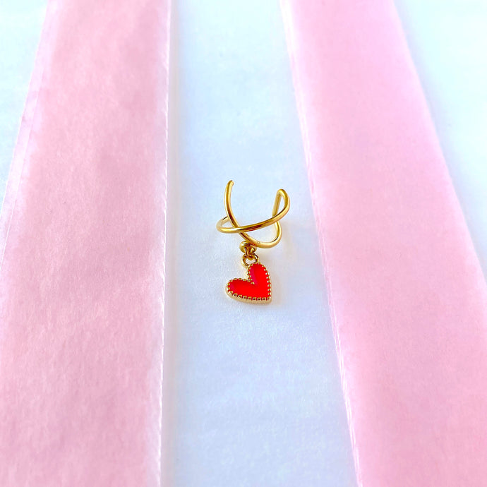 Bague d'oreille coeur rose