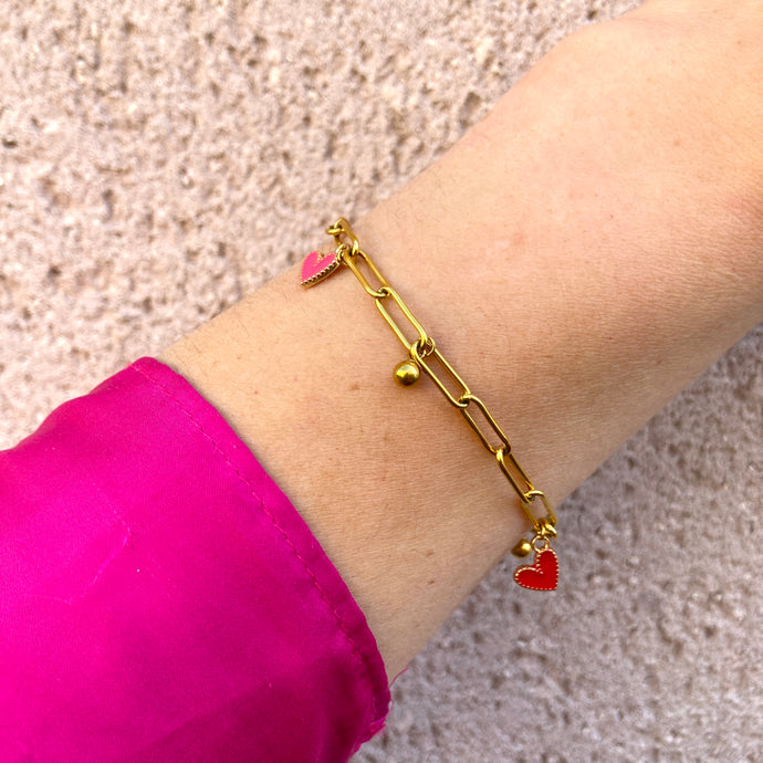 Bracelet coeurs en acier doré