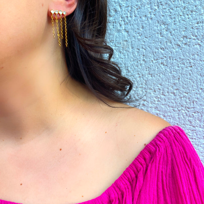 Boucles barrettes zircon et acier doré