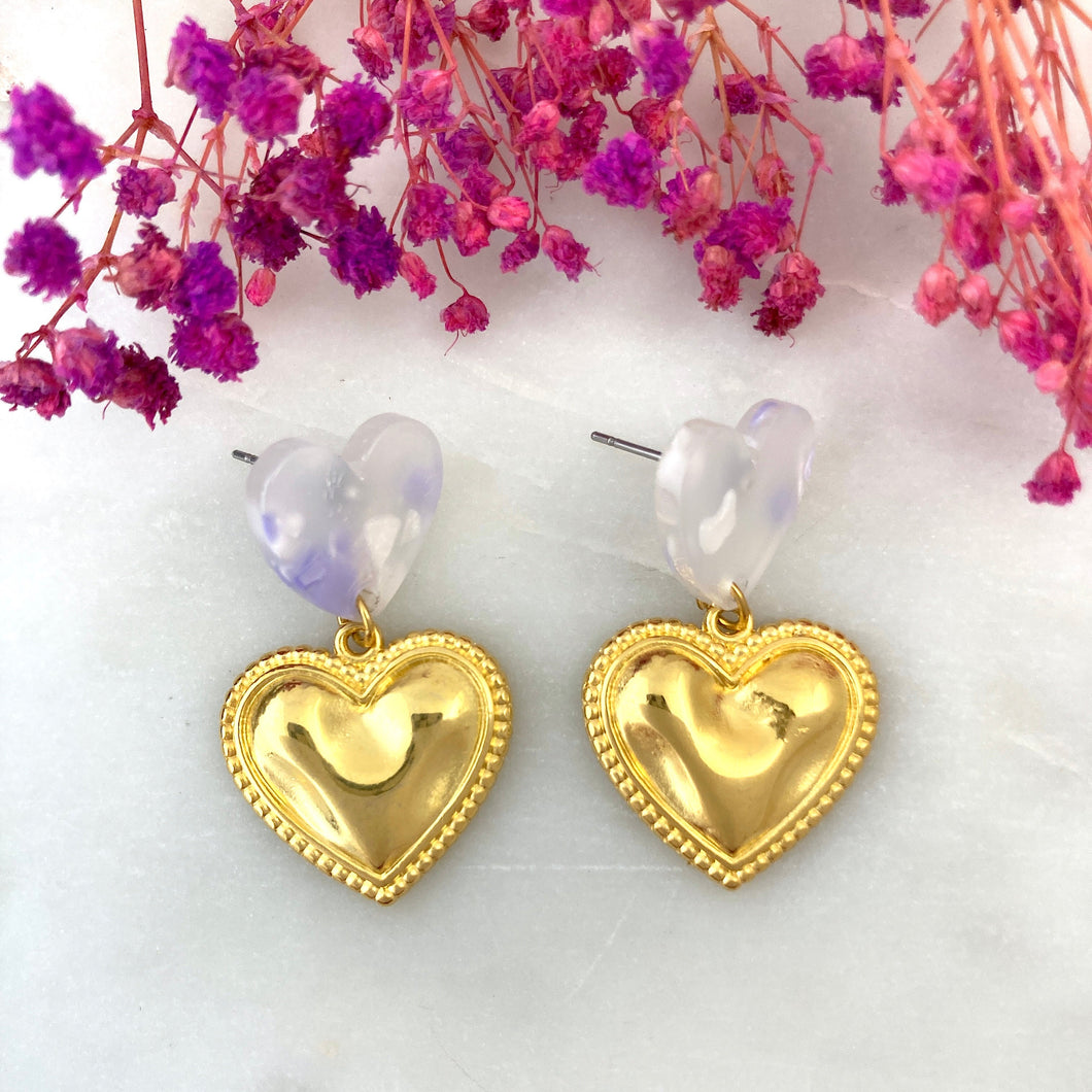 Boucles dorées double coeurs