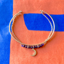 Charger l&#39;image dans la galerie, Bracelet double lune en acier et blue sand