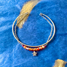 Charger l&#39;image dans la galerie, Bracelet double étoile en acier et agate orange