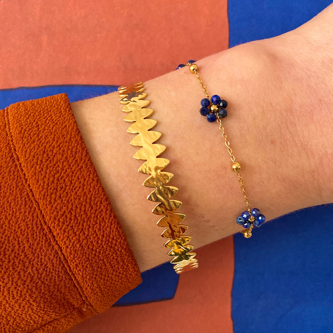 Bracelet fleur doré & lapis lazuli