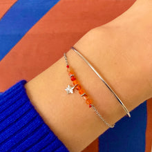 Charger l&#39;image dans la galerie, Bracelet double étoile en acier et agate orange