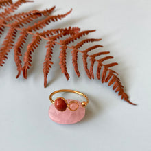 Charger l&#39;image dans la galerie, Bague plaquée or duo pierre de soleil &amp; quartz rose