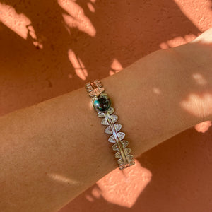 Bracelet jonc inoxydable & turquoise