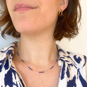 Collier Lapis en acier doré