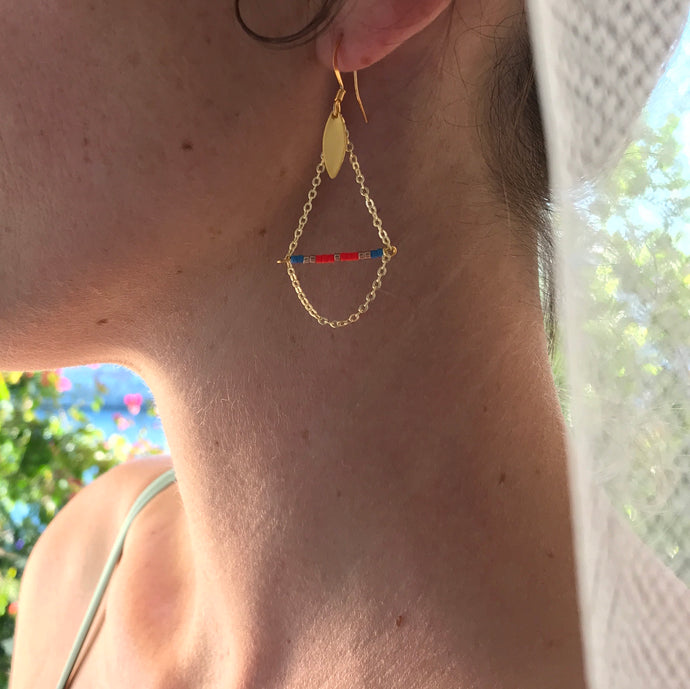 Boucles d'oreilles chaîne perlées