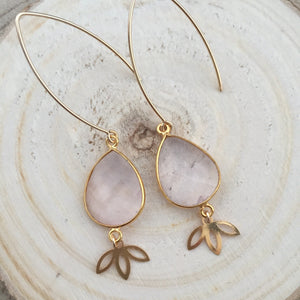 Boucles d'oreilles plaqué or - quartz rose