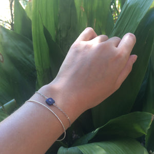 Bracelet chaîne argentée lapis lazuli