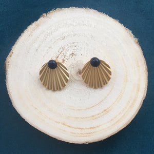 Boucles coquillage blue sand - plaqué or