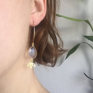 Boucles d'oreilles plaqué or - quartz rose