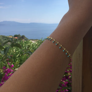 Bracelet chaîne gouttes turquoise