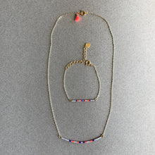 Charger l&#39;image dans la galerie, Bracelet barrette doré gris, bleu roi &amp; corail