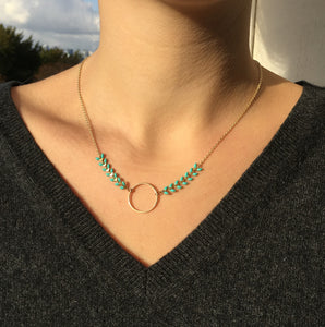 Collier épis turquoise & doré