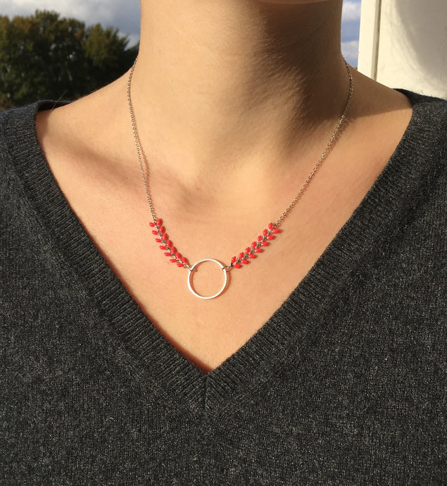 Collier épis corail & argenté