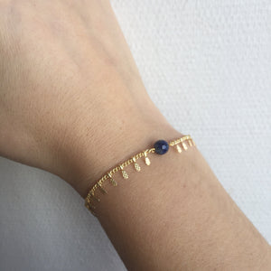 Bracelet gouttes dorées et lapis lazuli