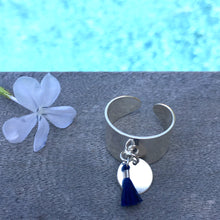 Charger l&#39;image dans la galerie, Bague en argent et breloque bleu nuit