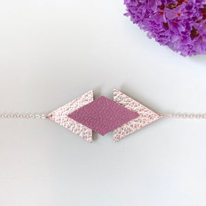 Bracelet triangles cuir lilas