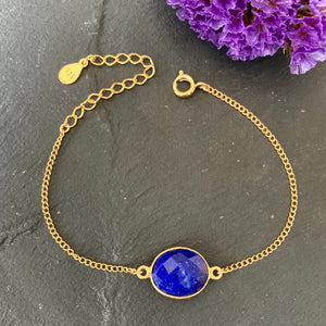 Bracelet plaqué or lapis lazuli