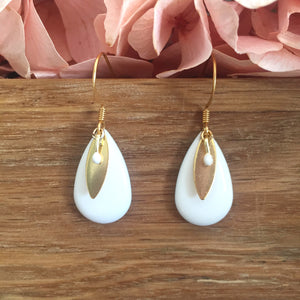 Boucles d'oreilles gouttes blanches