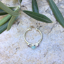 Charger l&#39;image dans la galerie, Bague en argent, amazonite &amp; améthystes