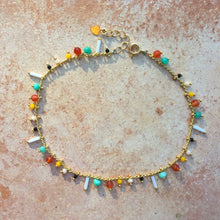 Charger l&#39;image dans la galerie, Chaîne de cheville dorée &amp; perles colorées