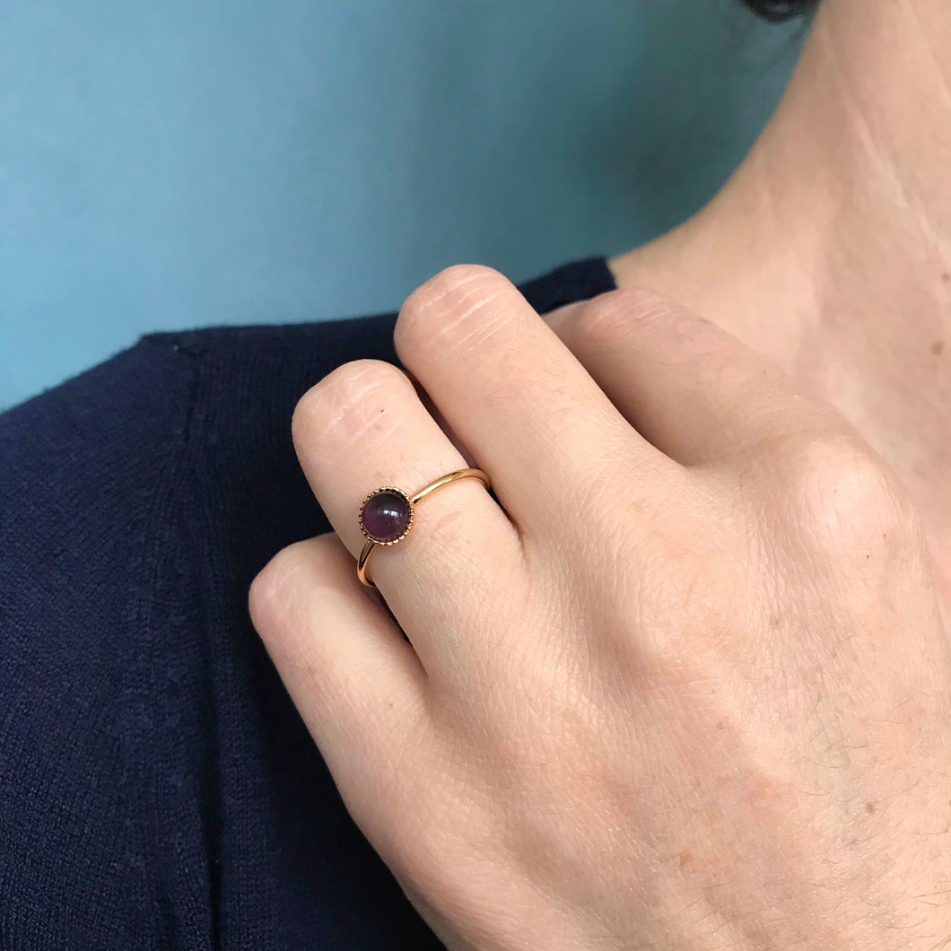 Bague plaquée or & améthyste