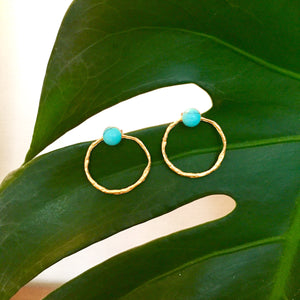 Boucles anneau turquoise - plaqué or
