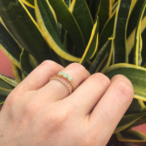 Bague dorée à l’or fin & chrysoprase