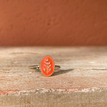 Charger l&#39;image dans la galerie, Bague Feuille argentée &amp; orange